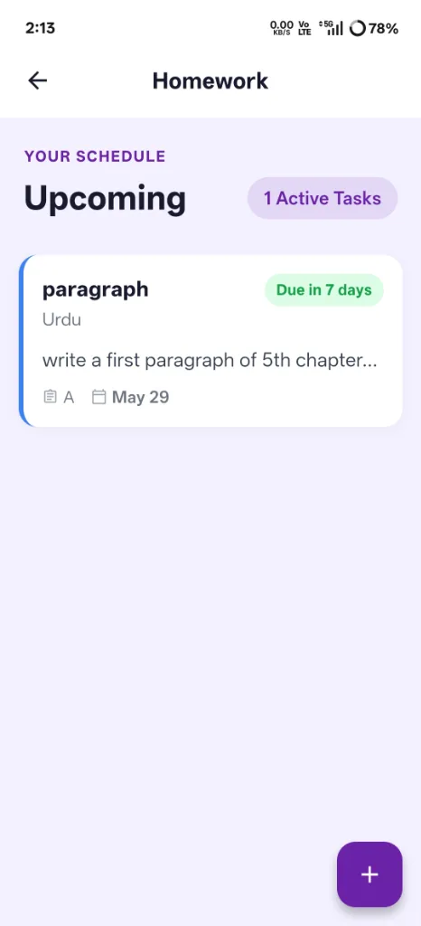 Homework Management Software for Schools - AcadLynk homework tasks with due dates